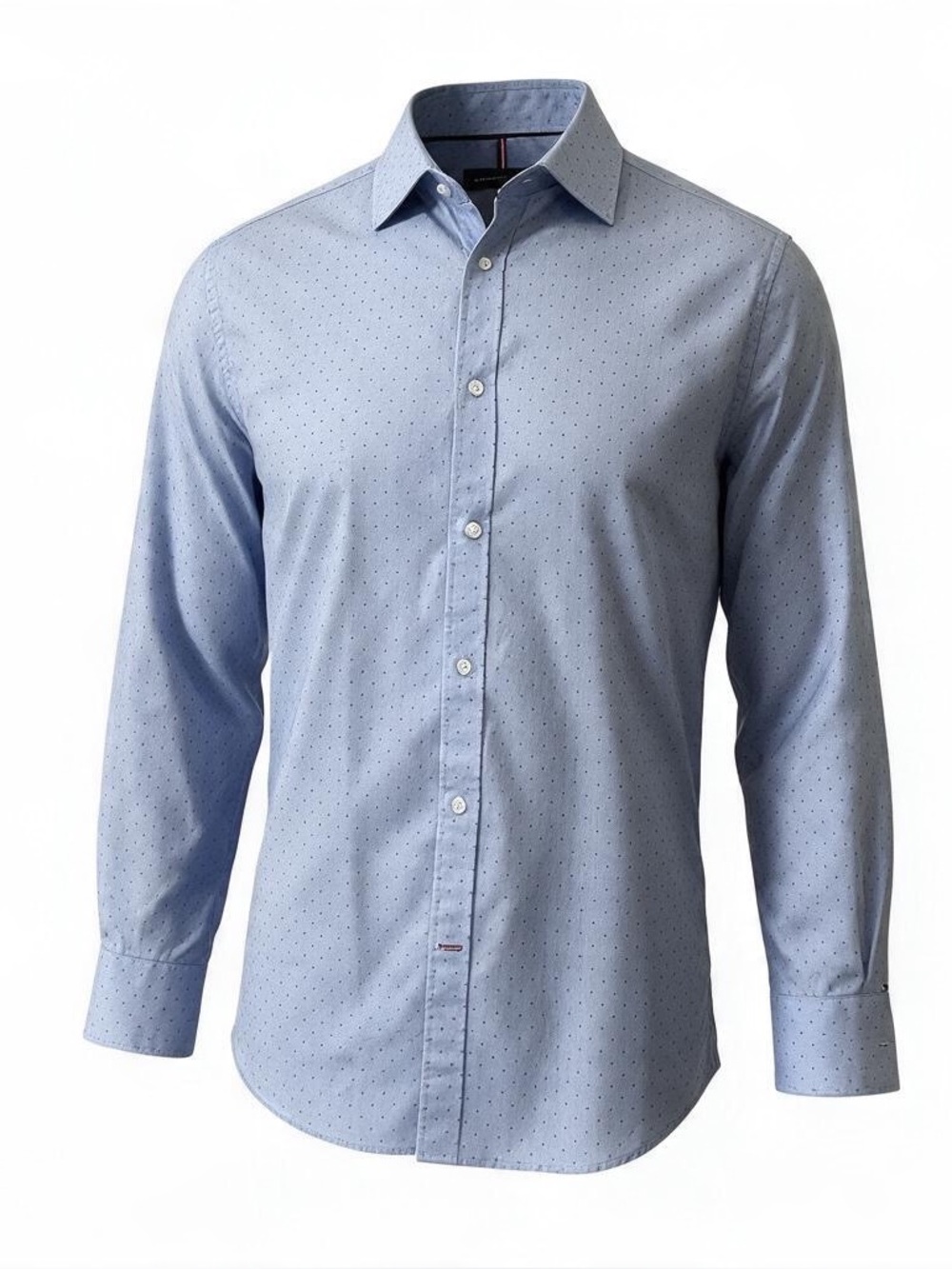 Tommy Hilfiger Light Blue Dress Shirt with Dotted H Pattern Neck 16